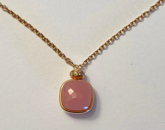 Collier Nudo Classic - Collier en or rose, quartz rose, calcédoine et diamants 58 Facettes