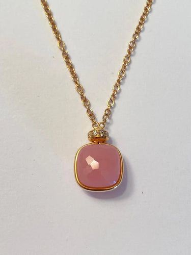 Collier Nudo Classic - Collier en or rose, quartz rose, calcédoine et diamants 58 Facettes