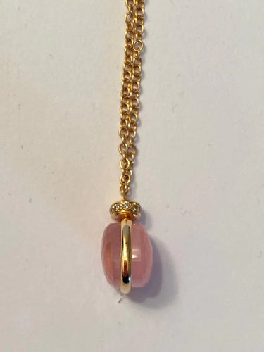 Collier Nudo Classic - Collier en or rose, quartz rose, calcédoine et diamants 58 Facettes