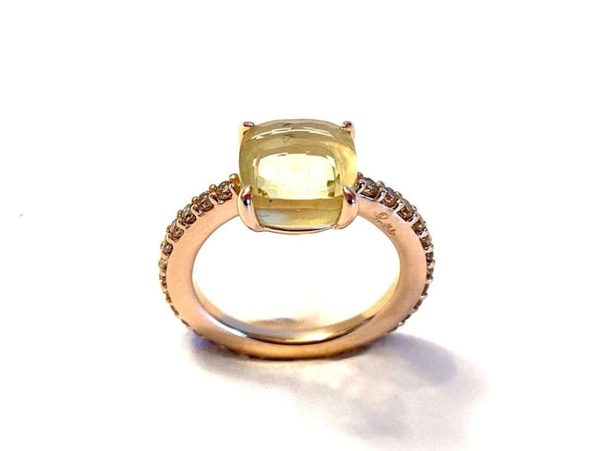 Bague 53 Pomellato Bébé - Bague en or rose 18 carats avec quartz citron 58 Facettes