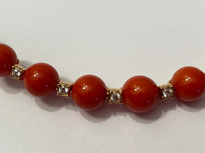 Collier Chantecler Chérie - Collier ras-du-cou en or rose 18 carats, diamants et corail 58 Facettes