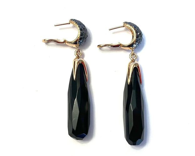 Boucles d'oreilles Pomellato Victoria - Boucles d'oreilles en or rose, jais et diamants noirs 58 Facettes
