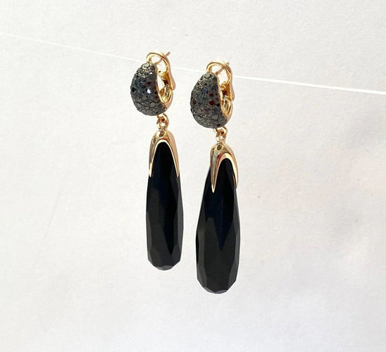 Boucles d'oreilles Pomellato Victoria - Boucles d'oreilles en or rose, jais et diamants noirs 58 Facettes