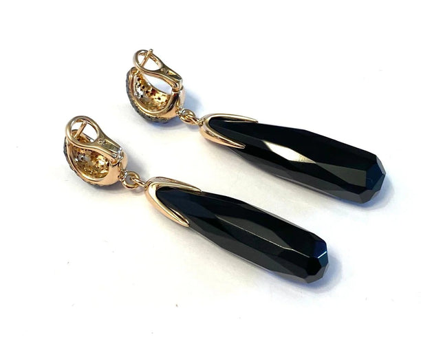Boucles d'oreilles Pomellato Victoria - Boucles d'oreilles en or rose, jais et diamants noirs 58 Facettes