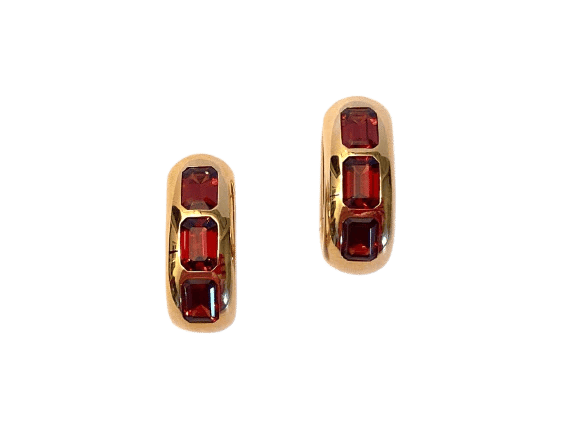 Boucles d'oreilles Pomellato Iconica - Boucles d'oreilles en or rose et grenats 58 Facettes