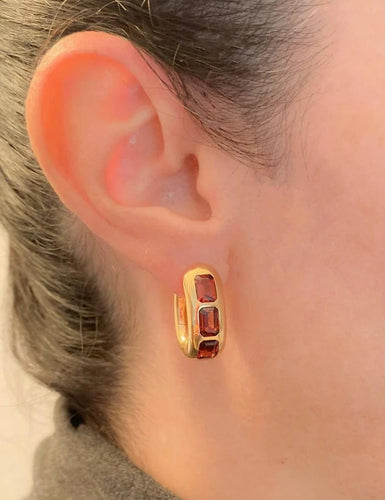 Boucles d'oreilles Pomellato Iconica - Boucles d'oreilles en or rose et grenats 58 Facettes
