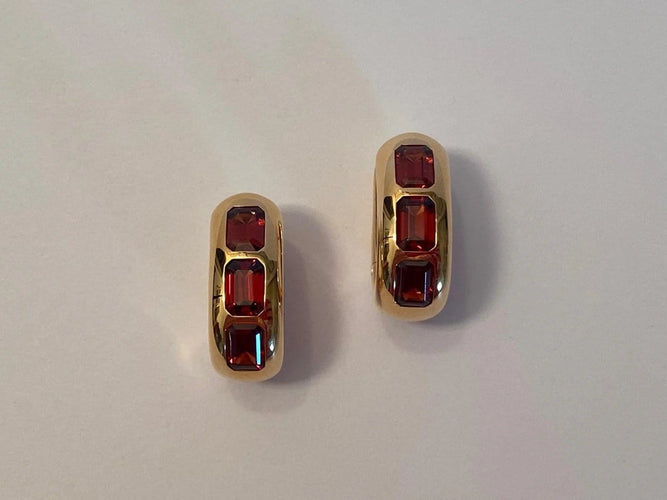 Boucles d'oreilles Pomellato Iconica - Boucles d'oreilles en or rose et grenats 58 Facettes