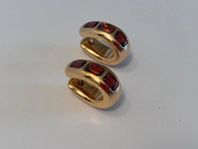 Boucles d'oreilles Pomellato Iconica - Boucles d'oreilles en or rose et grenats 58 Facettes