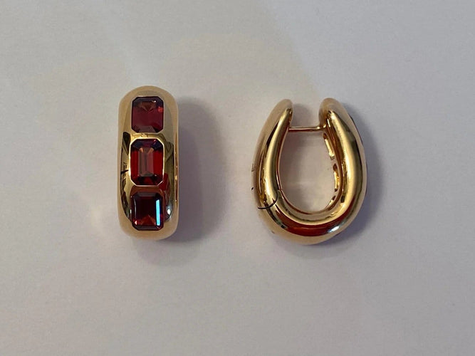 Boucles d'oreilles Pomellato Iconica - Boucles d'oreilles en or rose et grenats 58 Facettes