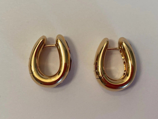Boucles d'oreilles Pomellato Iconica - Boucles d'oreilles en or rose et grenats 58 Facettes