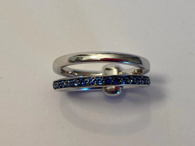 Bague 54 Pomellato Together - Bague en or blanc 18 carats et saphirs 58 Facettes