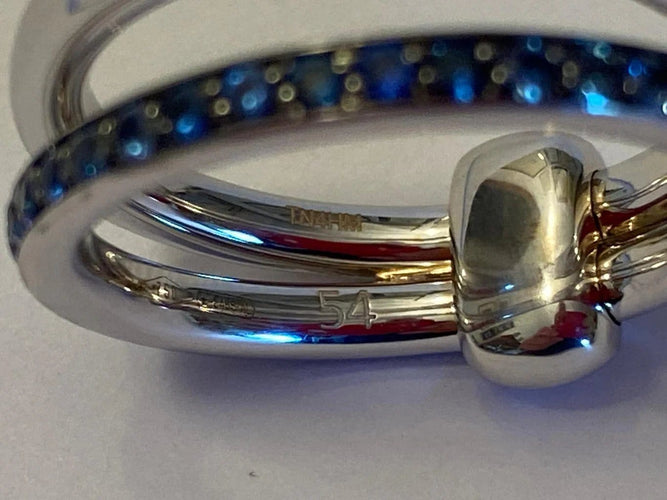 Bague 54 Pomellato Together - Bague en or blanc 18 carats et saphirs 58 Facettes