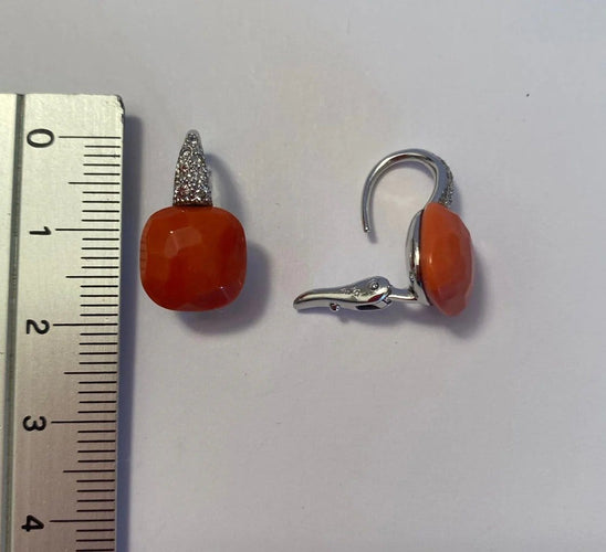 Boucles d'oreilles Pomellato Capri - Boucles d'oreilles en or blanc, corail et diamants 58 Facettes