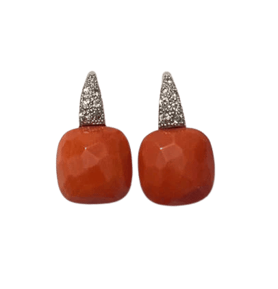 Boucles d'oreilles Pomellato Capri - Boucles d'oreilles en or blanc, corail et diamants 58 Facettes