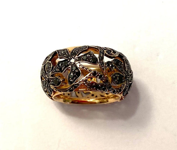 Bague 52 Pomellato Arabesque - Bague en or rose et diamants noirs 58 Facettes