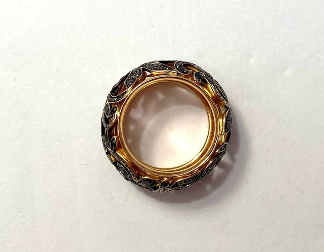 Bague 52 Pomellato Arabesque - Bague en or rose et diamants noirs 58 Facettes