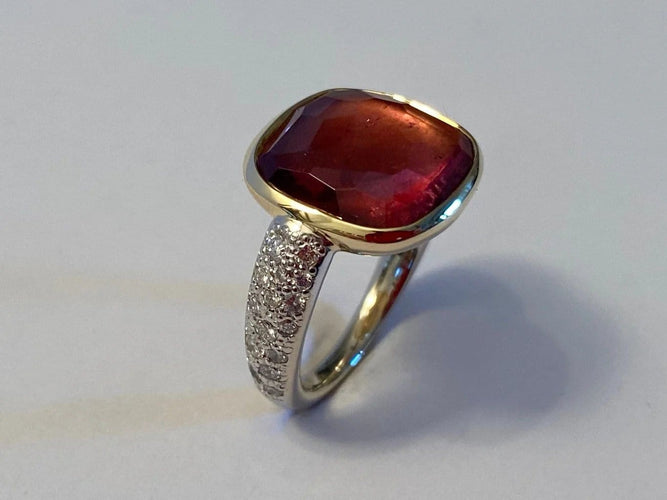 Bague 51 Pomellato Sherazade - Bague en or blanc, tourmaline et diamants 58 Facettes