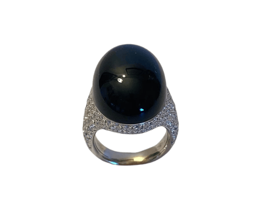 Bague 53 Chantecler Cherie - Bague en or blanc 18 carats, onyx et diamants 58 Facettes