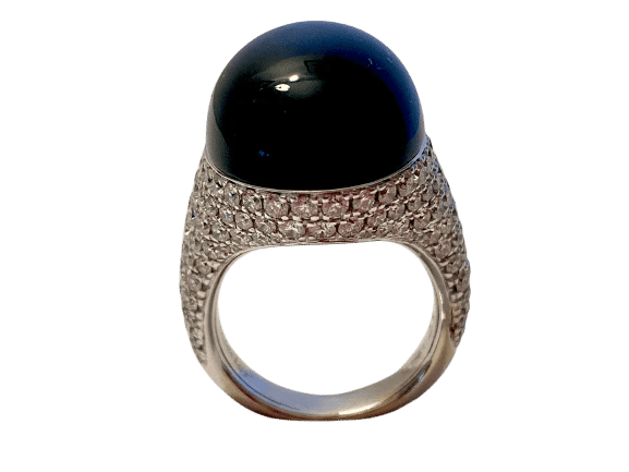Bague 53 Chantecler Cherie - Bague en or blanc 18 carats, onyx et diamants 58 Facettes
