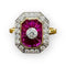 Bague 54 Bague de fiançailles - Bague en or jaune 18 carats rubis et diamants 58 Facettes 7598 A