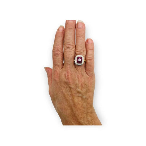 Bague 54 Bague de fiançailles - Bague en or jaune 18 carats rubis et diamants 58 Facettes 7598 A