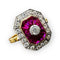 Bague 54 Bague de fiançailles - Bague en or jaune 18 carats rubis et diamants 58 Facettes 7598 A