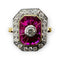 Bague 54 Bague de fiançailles - Bague en or jaune 18 carats rubis et diamants 58 Facettes 7598 A