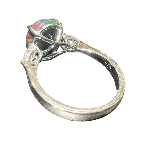 Bague 54 Bague opale noire et diamants taille poire en or blanc 18 carats 58 Facettes 7786 A