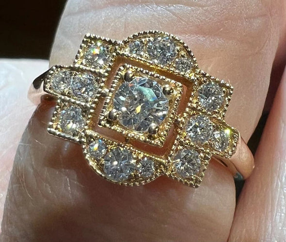 Bague 53 Bague - Pavage de 15 diamants en or rose 18 carats 58 Facettes 7624 A