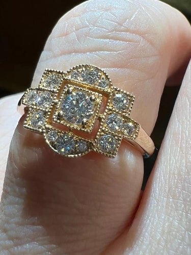 Bague 53 Bague - Pavage de 15 diamants en or rose 18 carats 58 Facettes 7624 A