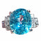 Bague 53 Bague en or blanc 18 carats avec zircon bleu et diamants 58 Facettes 7850 A