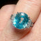 Bague 53 Bague en or blanc 18 carats avec zircon bleu et diamants 58 Facettes 7850 A