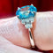 Bague 53 Bague en or blanc 18 carats avec zircon bleu et diamants 58 Facettes 7850 A