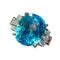 Bague 53 Bague en or blanc 18 carats avec zircon bleu et diamants 58 Facettes 7850 A