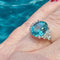 Bague 53 Bague en or blanc 18 carats avec zircon bleu et diamants 58 Facettes 7850 A