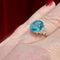 Bague 53 Bague en or blanc 18 carats avec zircon bleu et diamants 58 Facettes 7850 A