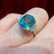 Bague 53 Bague en or blanc 18 carats avec zircon bleu et diamants 58 Facettes 7850 A