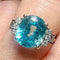 Bague 53 Bague en or blanc 18 carats avec zircon bleu et diamants 58 Facettes 7850 A