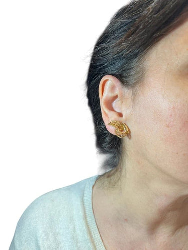 Boucles d'oreilles Boucles d’oreilles clips feuillage à volutes en or jaune 18 carats 58 Facettes 7912 A