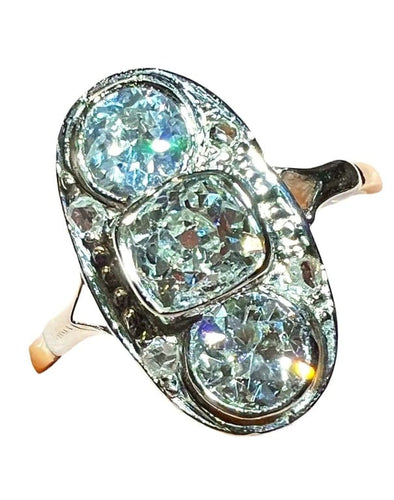 Bague 56 Bague en or jaune et or blanc 18 carats sertie de diamants 58 Facettes 7806 A