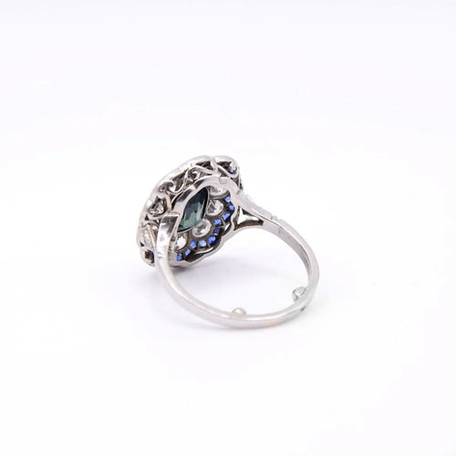 Bague 47.5 Cérulea - Bague Art déco en platine avec saphir et diamants 58 Facettes 201