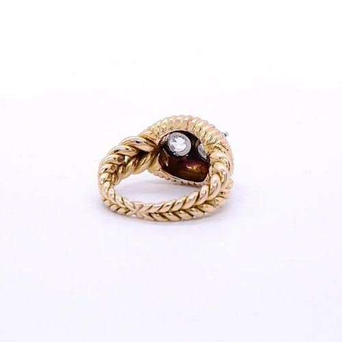 Bague 52 Rocaille - Bague en or jaune 18k et deux diamants taille ancienne 58 Facettes 149