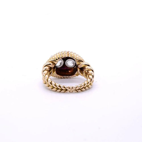 Bague 52 Rocaille - Bague en or jaune 18k et deux diamants taille ancienne 58 Facettes 149