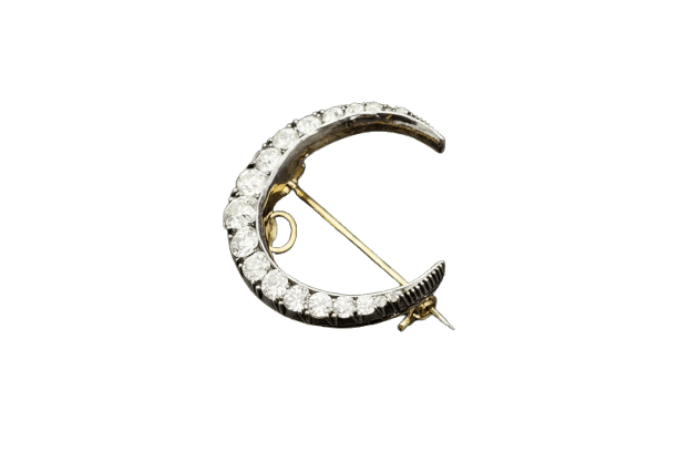Broche Broche « Tranche de lune » en or, argent et diamants 58 Facettes