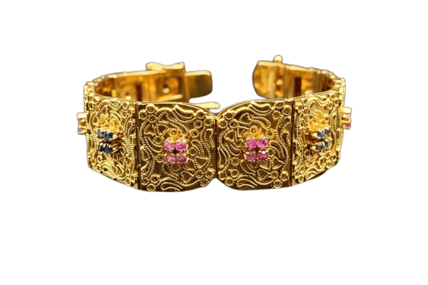Bracelet Broderie féerique - Bracelet en or, saphirs et rubis 58 Facettes