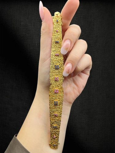 Bracelet Broderie féerique - Bracelet en or, saphirs et rubis 58 Facettes