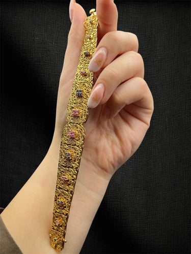 Bracelet Broderie féerique - Bracelet en or, saphirs et rubis 58 Facettes
