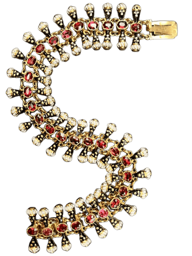 Bracelet Moretti Fiumani Girotondo - Bracelet en or jaune et grenats 58 Facettes