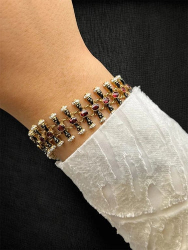 Bracelet Moretti Fiumani Girotondo - Bracelet en or jaune et grenats 58 Facettes