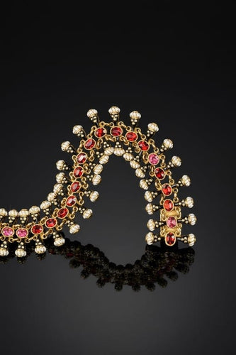 Bracelet Moretti Fiumani Girotondo - Bracelet en or jaune et grenats 58 Facettes